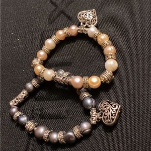 Pearl heart charm bracelets